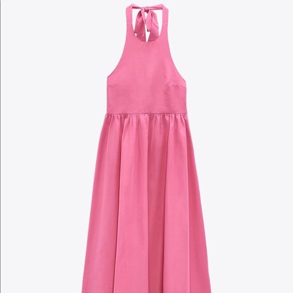 ZARA POPLIN HALTER DRESS - Picture 2 of 7
